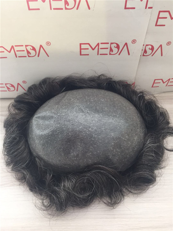 High quality remy human hair  piece super thin skin human hair with  grey hair men toupee YL259